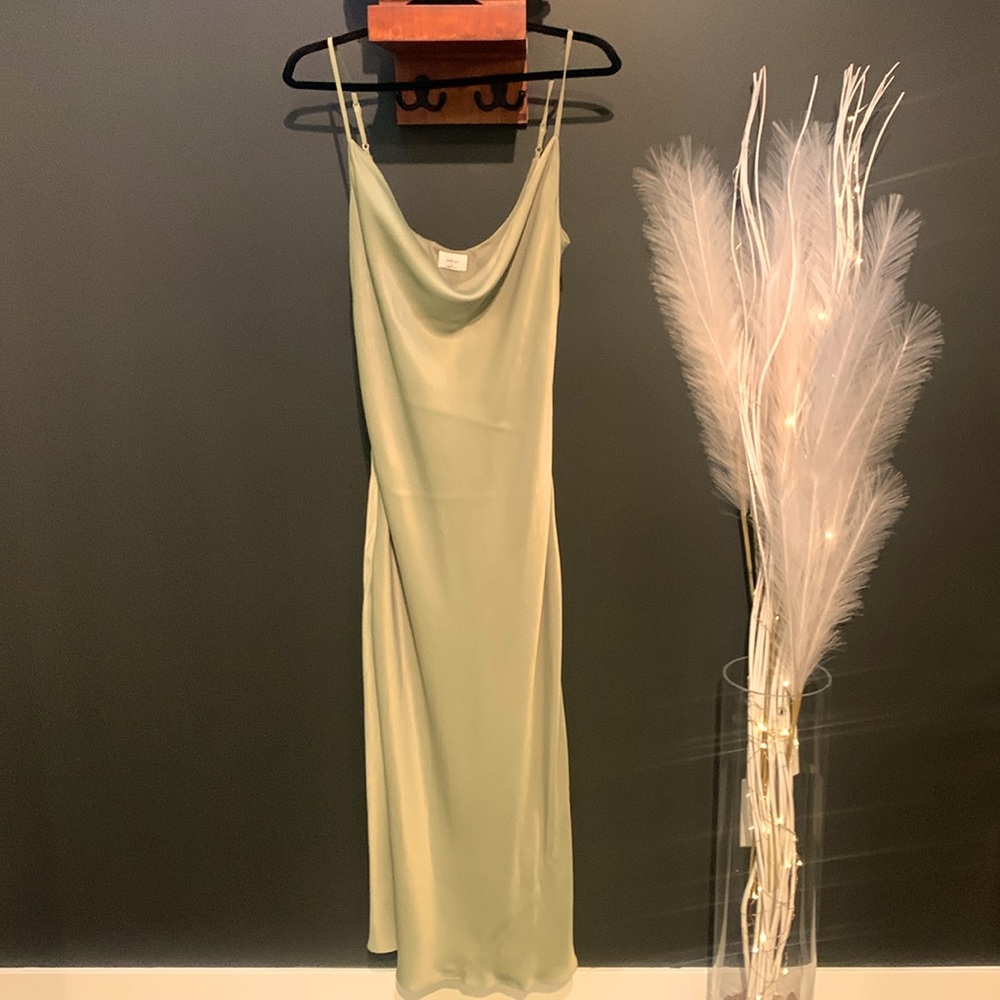 Satin cowl neck slip dress